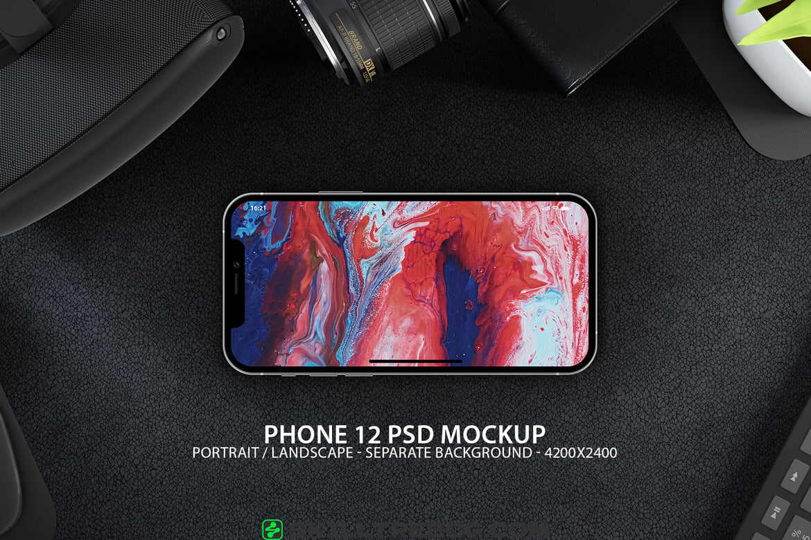 iPhone 12 PSD Mockups with Background（344785）-技能树